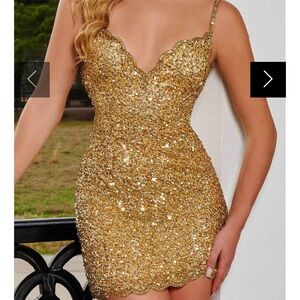 Rachel Allan Dazzling Gold Mini Dress